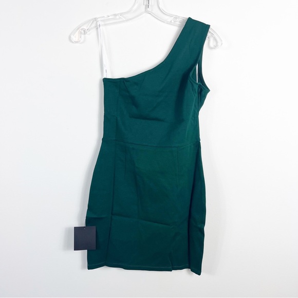 Lulus Down to Party Dark Green One Shoulder Cutout Bodycon Mini Dress Size Large - Picture 6 of 6